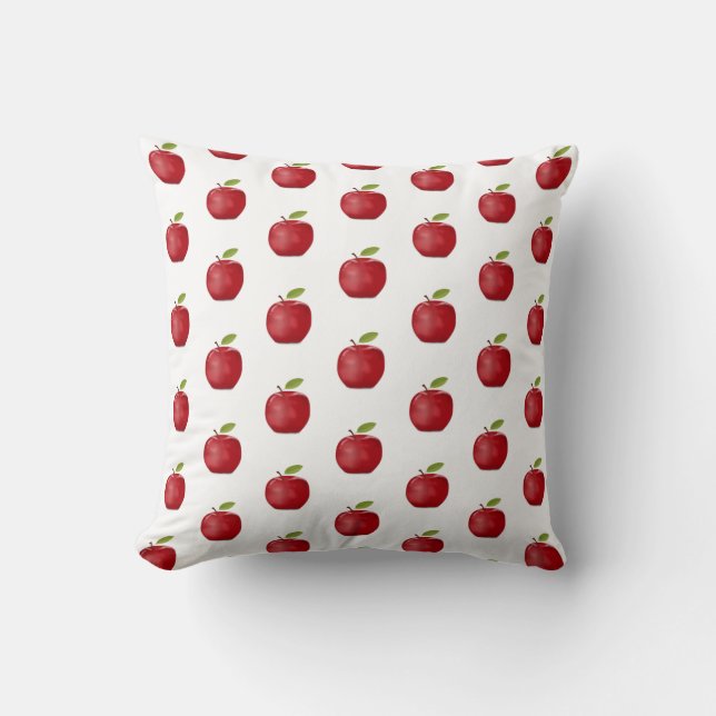 Coussin Motif Pomme Rouge sur Fond Blanc (Recto)