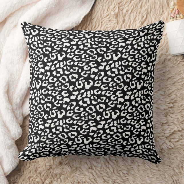 Coussin Motif Poster de animal Léopard Noir moderne (Couverture)