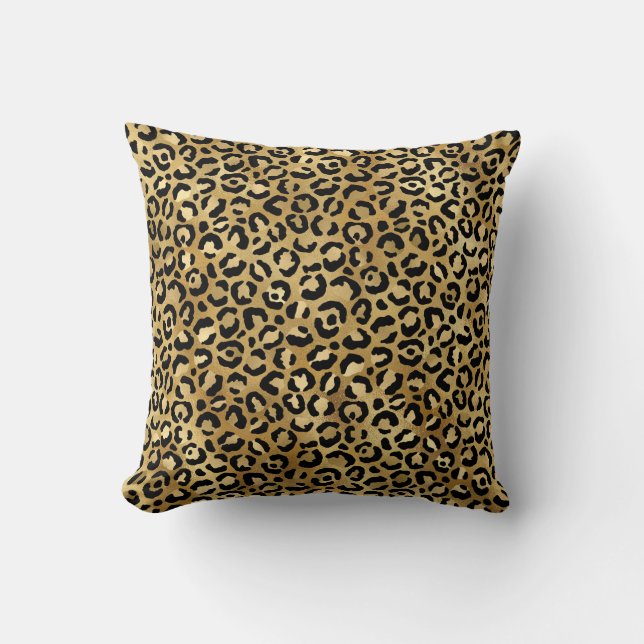 Coussin Motif Poster de animal Léopard Spots Gold Black (Recto)