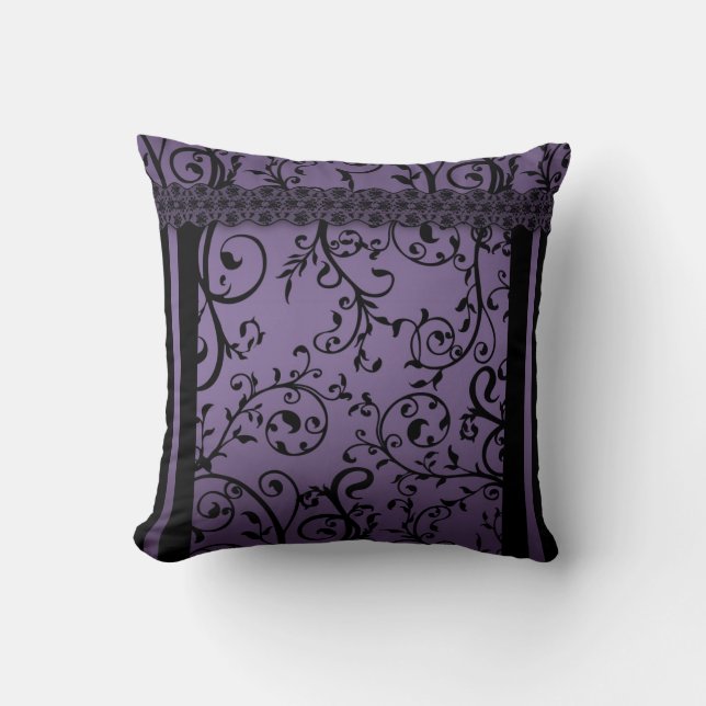 Coussin Motif pourpre de feuille de rouleau de mélange (Recto)
