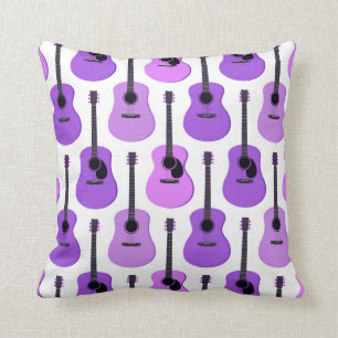 Coussin Motif pourpre de guitares acoustiques