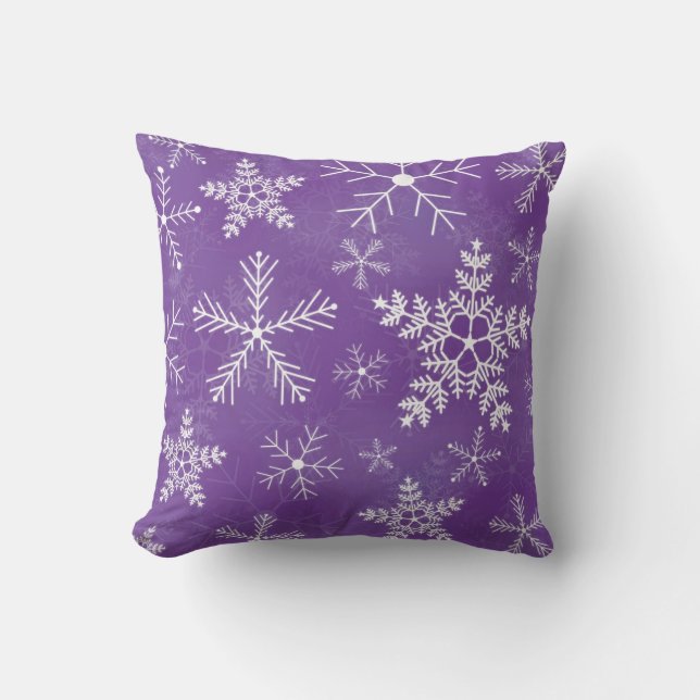 Coussin Motif pourpre et blanc de flocon de neige (Recto)