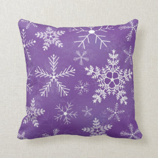 Coussin Motif pourpre et blanc de flocon de neige