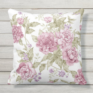 Coussin Motif pourpre floral romantique vintage de roses