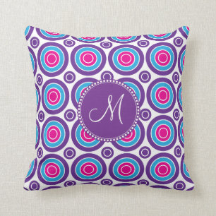 Coussin Motif pourpre personnalisé de cercle de rose de