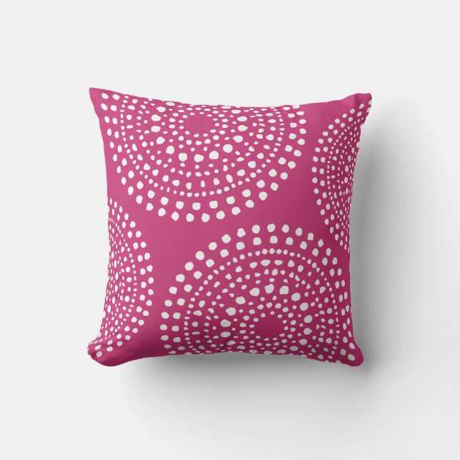 Coussin Motif primitif de mosaïque de Boho Magenta Pink (Recto)