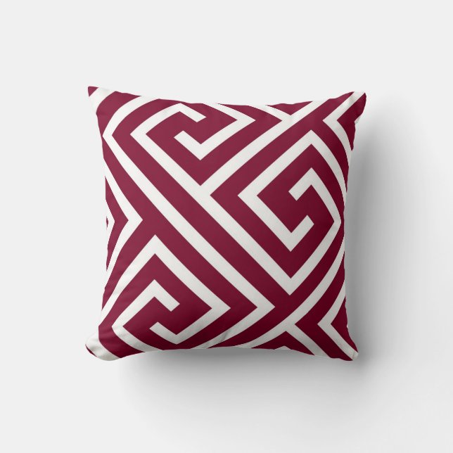 Coussin Motif principal de Grec moderne dans la canneberge (Recto)