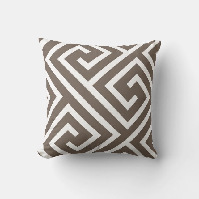 Coussin Motif principal de Grec moderne dans le Taupe et (Recto)