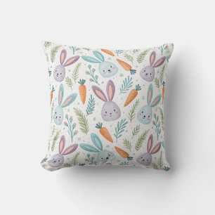 Coussin Motif printanier pastel de carotte mignonne et de 
