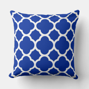 Coussin Motif Quatrefeuilles Bleu Saphir Clair