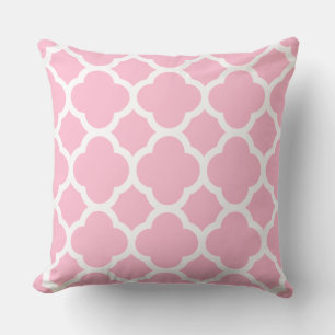 Coussin Motif quatrefeuilles rose et blanc Princesse
