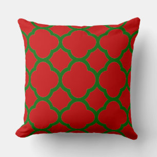 Coussin Motif quatrefeuilles rouge et vert