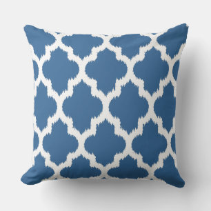 Coussin Motif Quatrefoil bleu et blanc de la marine