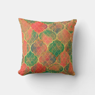 Coussin Motif Quatrefoil couleur aquarelle