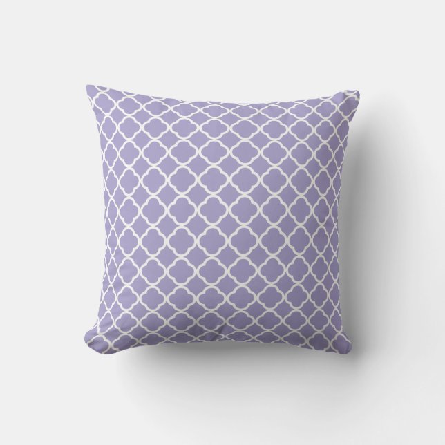 Coussin Motif Quatrefoil de couleur violette (Recto)