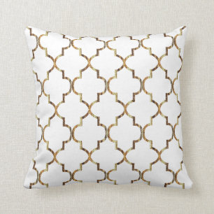 Coussin Motif Quatrefoil d'or Texture