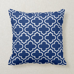 Coussin Motif Quatrefoil en bleu royal