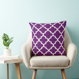 Coussin Motif Quatrefoil marocain moderne violet