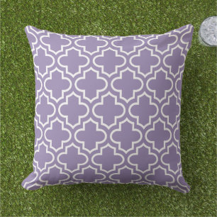 Coussin Motif Quatrefoil marocain moderne violet