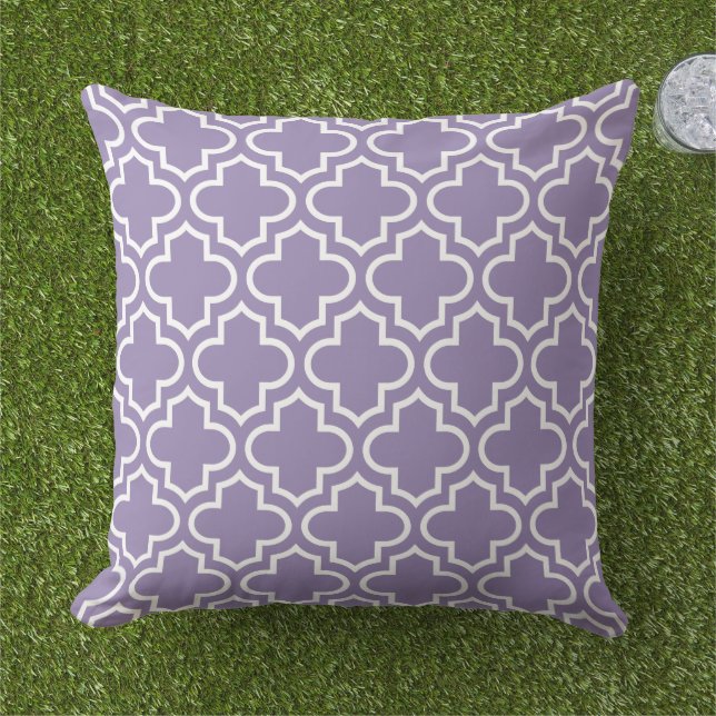 Coussin Motif Quatrefoil marocain moderne violet (Herbe)