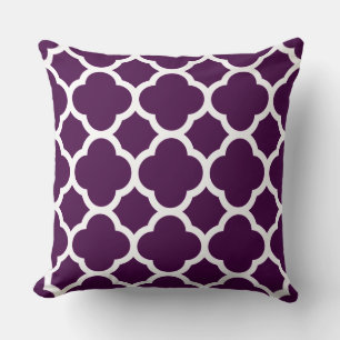 Coussin Motif Quatrefoil pourpre d'auberge