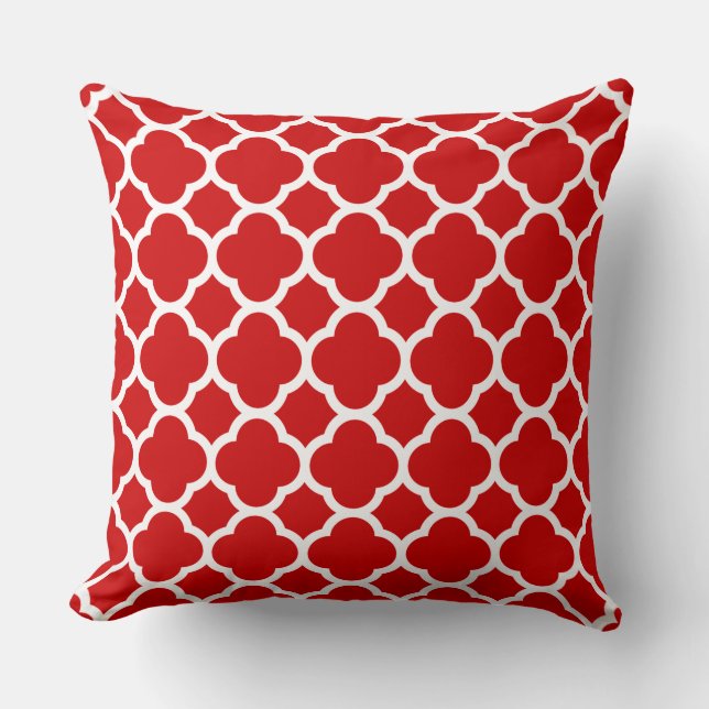 Coussin Motif Quatrefoil rouge et blanc (Recto)