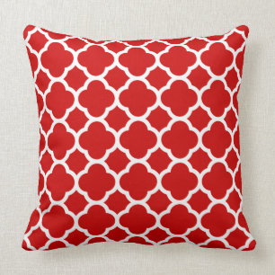 Coussin Motif Quatrefoil rouge et blanc