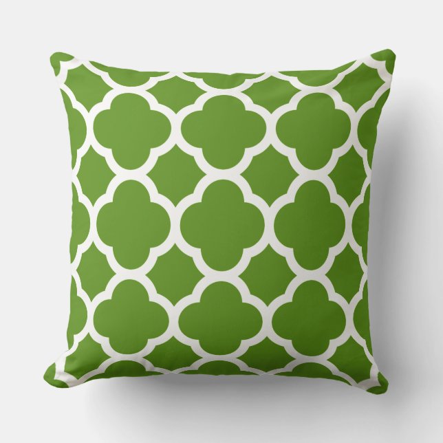 Coussin Motif Quatrefoil vert et blanc (Recto)