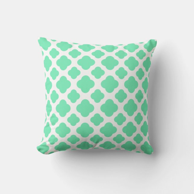 Coussin Motif Quatrefoil vert Mint Seafoam (Recto)