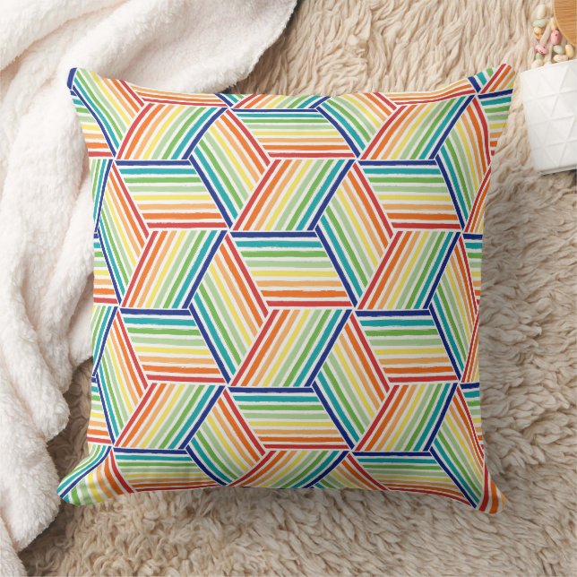 Coussin Motif Rainbow Cube coloré moderne (Couverture)