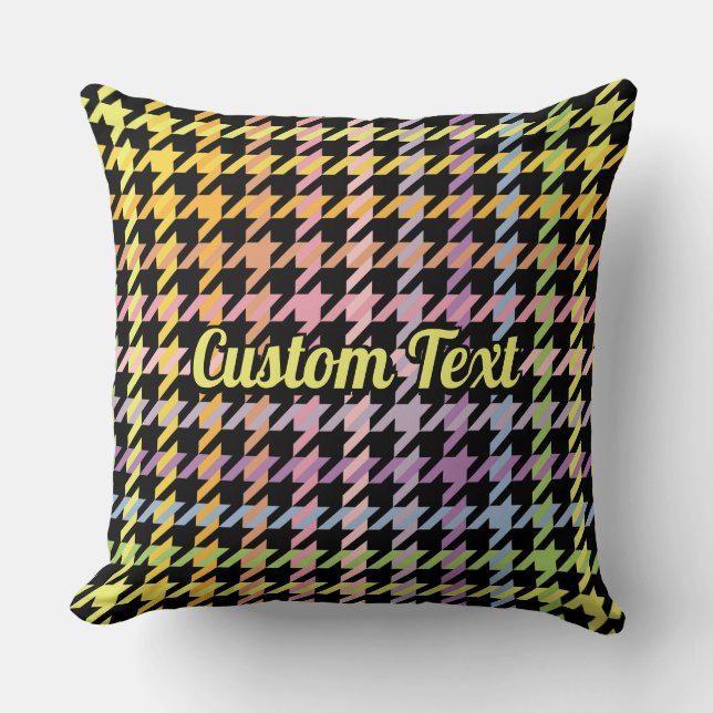 Coussin Motif Rainbow Houndstooth (Recto)