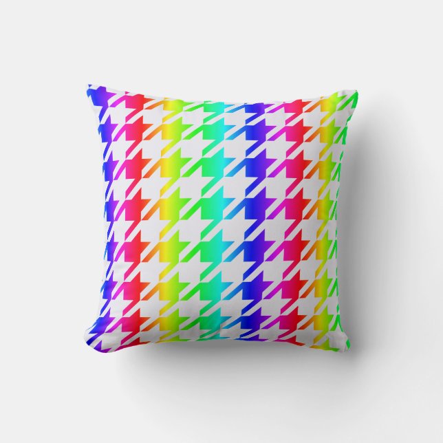 Coussin Motif Rainbow Houndstooth moderne (Recto)