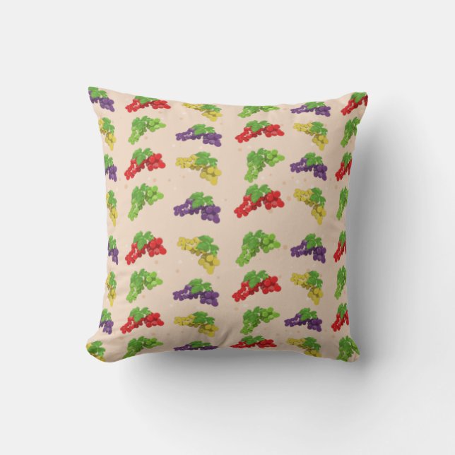 Coussin Motif Raisin Coloré (Recto)