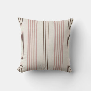 Coussin Motif rayé à pois rose marron classique