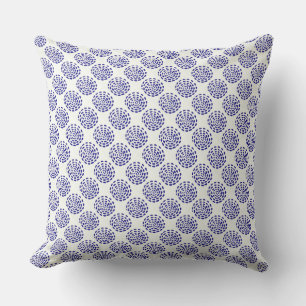 Coussin Motif rayé bleu-foncé de cercle d'indigo