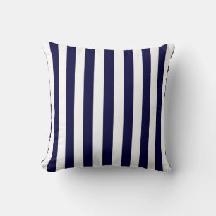 Coussin Motif rayé classique bleu marine et blanc