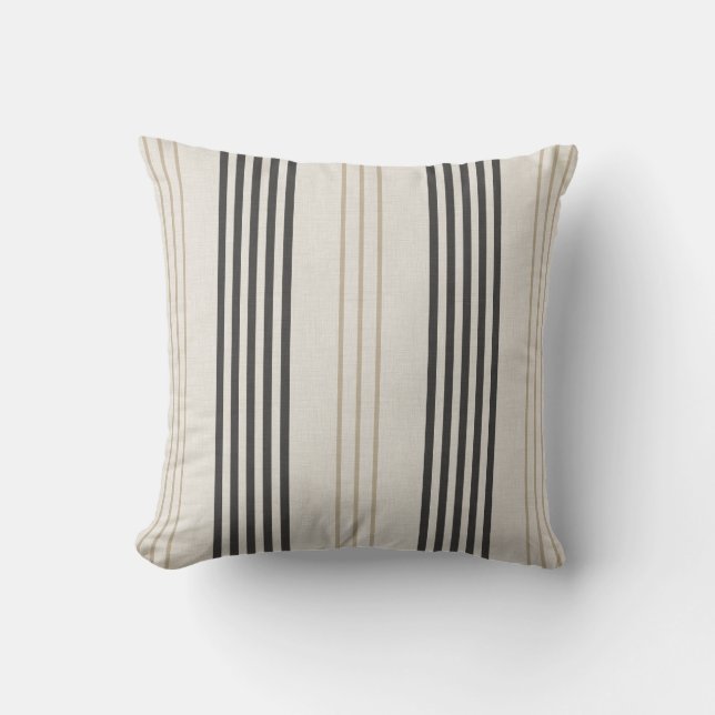 Coussin Motif rayé classique noir beige (Recto)