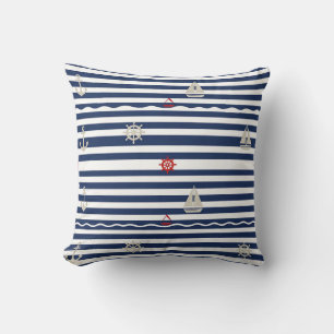 Coussin Motif rayé d'ancre de voilier nautique