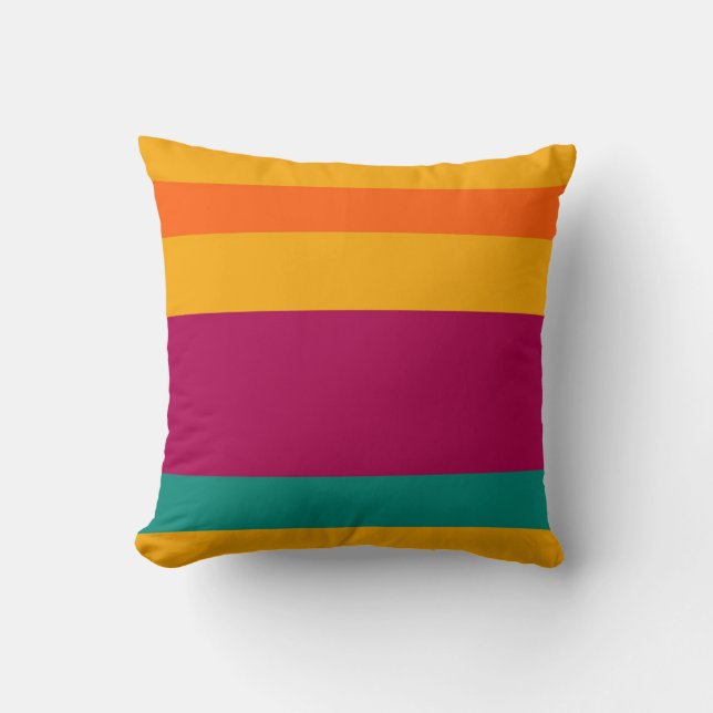 Coussin Motif rayé de couleur rétro (Recto)