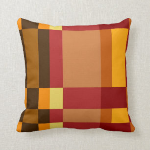Coussin Motif rayé de rétro crème rouge de jaune orange