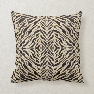 Coussin Motif rayé de zèbre africain tribal noir et