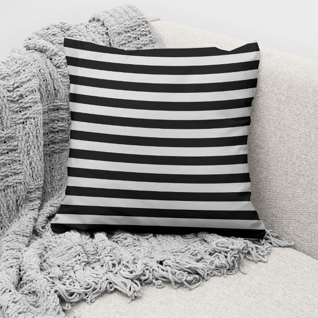 Coussin Motif rayé élégant gris et noir gras (Créateur téléchargé)