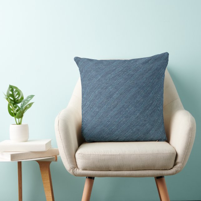 Coussin Motif rayé en denim bleu (Chaise)