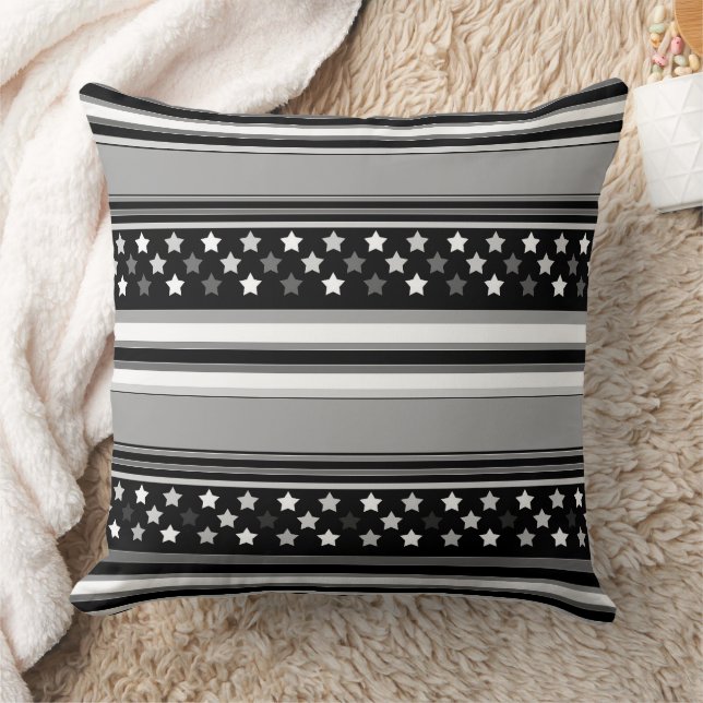 Coussin Motif rayé horizontal avec des étoiles (Couverture)