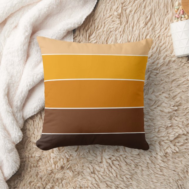 Coussin Motif rayé jaune brun ensoleillé rustique automne (Couverture)