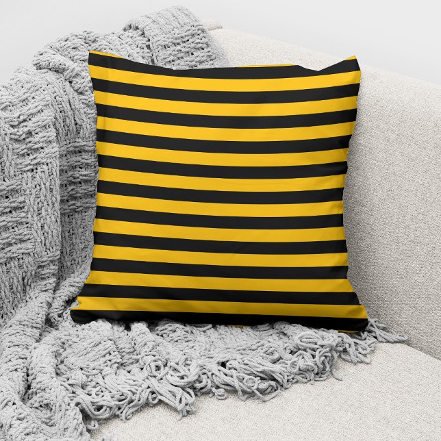 Coussin Motif rayé jaune et noir moderne (Créateur téléchargé)