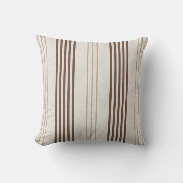 Coussin Motif rayé marron beige classique (Recto)