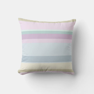 Coussin Motif rayé minimal bleu rose et écume de mer