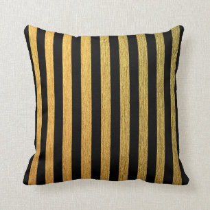 Coussin Motif rayé noir d'or élégant