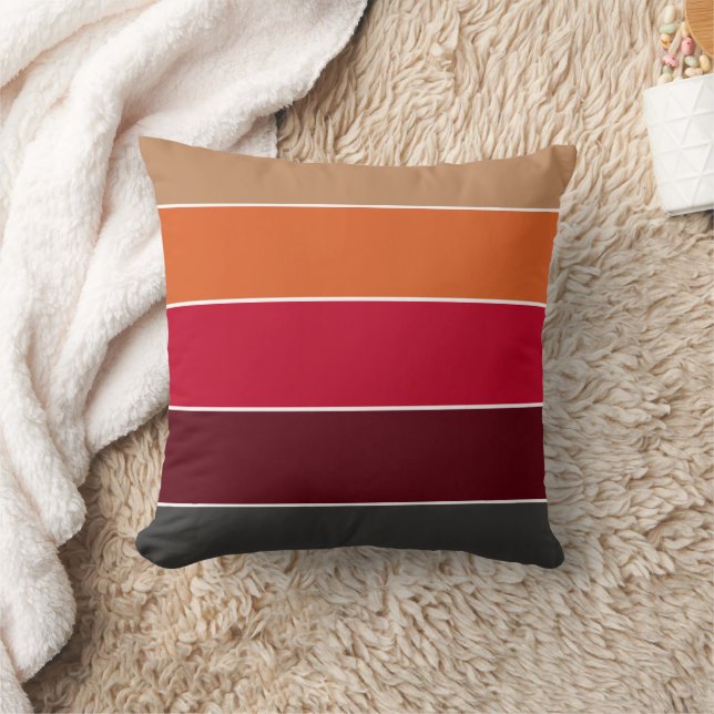 Coussin Motif rayé orange brûlé de ferme rustique d'automn (Couverture)